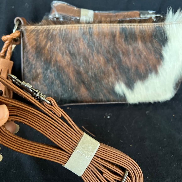 Catchfly Studio Hair On Hide Clutch Tassel Accent Wristlet Color Variety - Picture 4 of 8